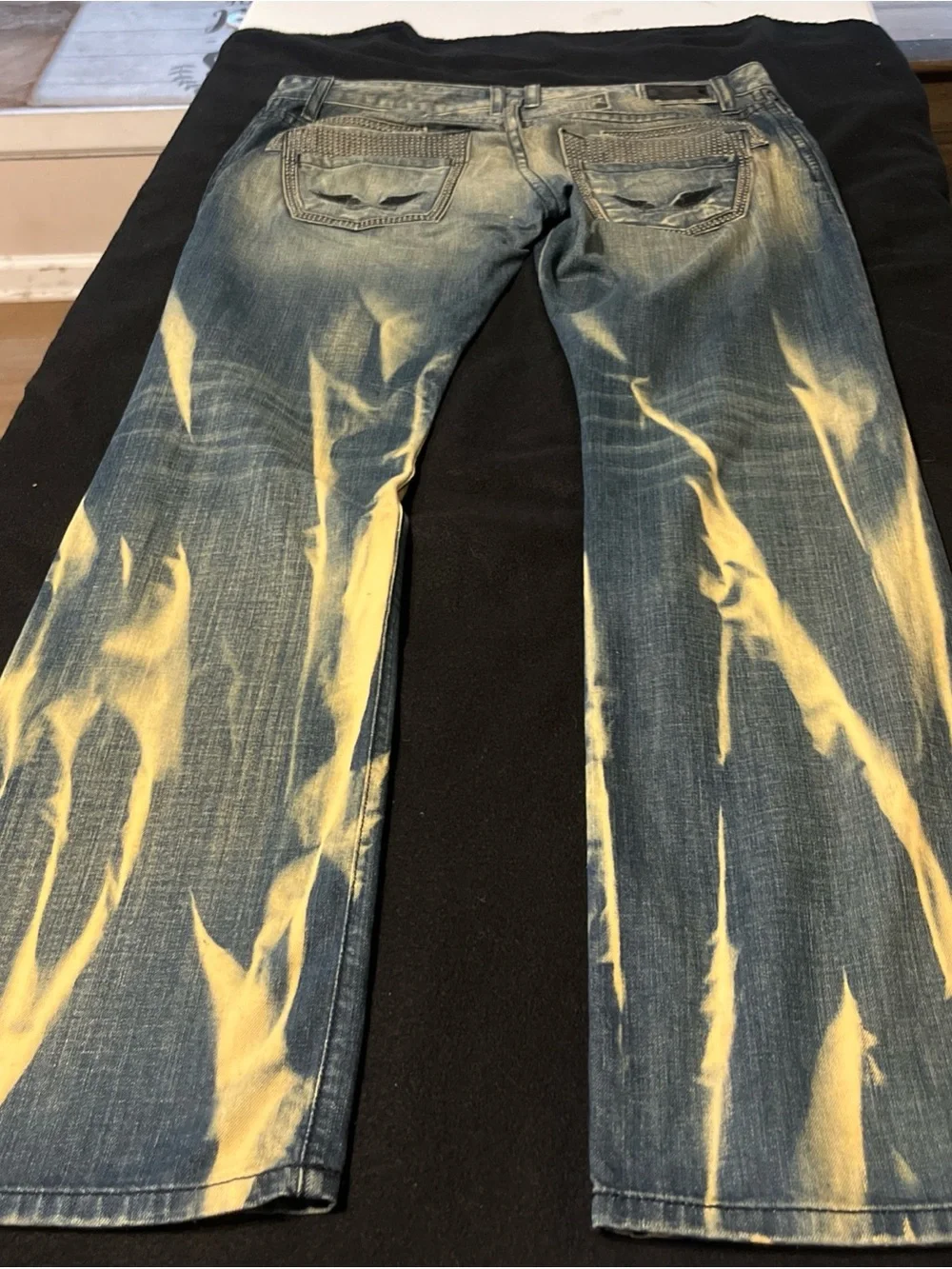 Robin's Jean Men's Blue Bleached Bootcut Jeans Size 38 Waist 34 Long